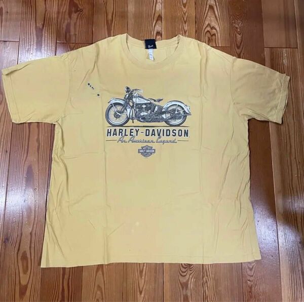 HARLEY-DAVIDSON、ハーレー、Tシャツ、ベージュ、黄色 半袖Tシャツ ビンテージ