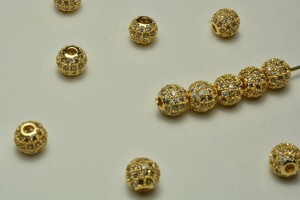  beads Club rhinestone long Dell meta ruby z ball gold pair 2 piece 6mm bracele necklace metal fittings 