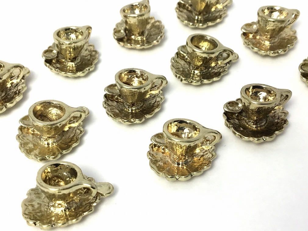 Charm taza de café dorado 16mm 10 piezas club de cuentas, artesanía a mano, artesanía, trabajo de perlas, partes de metal
