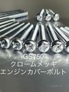 クロームメッキナベボルト　GS750 エンジンカバーボルト　GS750E 高品質日本製　クロームメッキ仕様