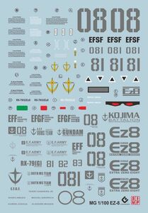 MG 1/100 EZｰ8用蛍光水転写式デカール　他社製　ガンダム　ガンプラ　プラモデル