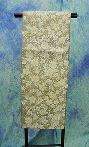 （44）袋帯　紹巴　しょうは　梅　桜　未使用　unused　六通帯 SILK　正絹　Japanese Kimono belt　長さ約440cm　幅約31cm made in Japan 