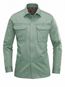 バートル 8093 長袖シャツ アースグリーン Sサイズ 春夏用 メンズ 防縮 綿素材 作業服 作業着 8091シリーズ