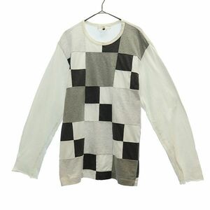 ガンリュウ コム デ ギャルソン AD2014 ブロック柄 長袖 Tシャツ M グレー系 GANRYU COMME des GARCONS EO-T016 メンズ 230324