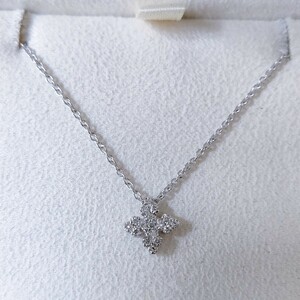  Star Jewelry diamond flower necklace K18WG 0.09ct 2.6g
