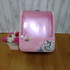 ランドセルカバー★ 囲みレース ピンク縁 クリア×ピンクドット
