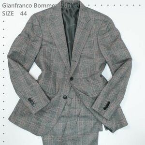 極美品 ジャンフランコボメザドリ Gianfranco Bommezzadri シングル3Bスーツ/秋冬カシミヤ混ウール/25万 グレー×レッド 44（4938)