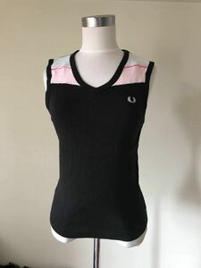 FRED PERRYl Fred Perry England London wing bru Don tennis mesh tank top black UK12 sport wear 