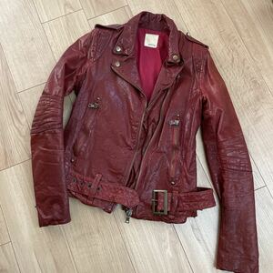 Moussy leather Rider's leather jacket leather Jean * bar gun ti color *size2