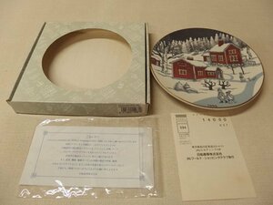 0330225w【ARABIA FINLAND アラビア 1996 クリスマス プレート】イヤープレート/飾り皿/絵皿/φ22.6×H2.7cm/箱入り/中古品