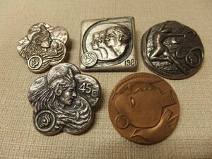 0330158a【メ便】国民体育大会 参加章 5点/バッジ/最大:3.4×3.3cm/中古品/メール便発送可能商品