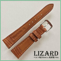 SALE！２０mm リザード 本革 トカゲ革 防水加工 時計ベルト BROWN HANDMADE 別注 SLIVER BUCKLE バネ棒付き_画像3