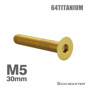 M5×30mm P0.8 64チタン合金 皿ボルト 六角穴付き キャップボルト ゴールドカラー 車/バイク/自転車 ドレスアップ パーツ 1個 JA1523