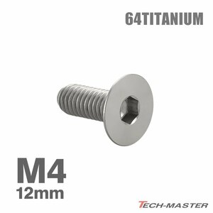 M4×12mm P0.7 64チタン合金 皿ボルト 六角穴付き キャップボルト シルバー 原色 車/バイク/自転車 ドレスアップ パーツ 1個 JA1471