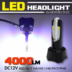 LEDヘッドライト バルブ Hi/Lo切替 ホワイト発光 ブルーポジション付 4000lm H4/PH7/PH8/HS1/H6対応 HZ058