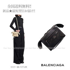 J853.. BALENCIAGA バレンシアガ マルチポーチ ストラップ ネオクラシック カーフ イタリア製 レディース 新品 ★ 1000 ブラック