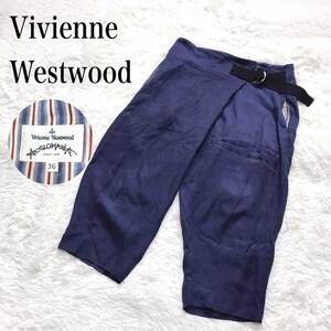  редкий Vivienne Westwood деформация брюки темно-синий полоса Vivienne Westwood шорты 