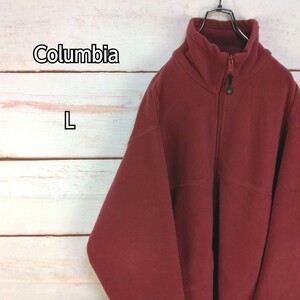 Columbia コロンビア フリースジャケット 刺繍ロゴ ワインレッド系 メンズ Lサイズ