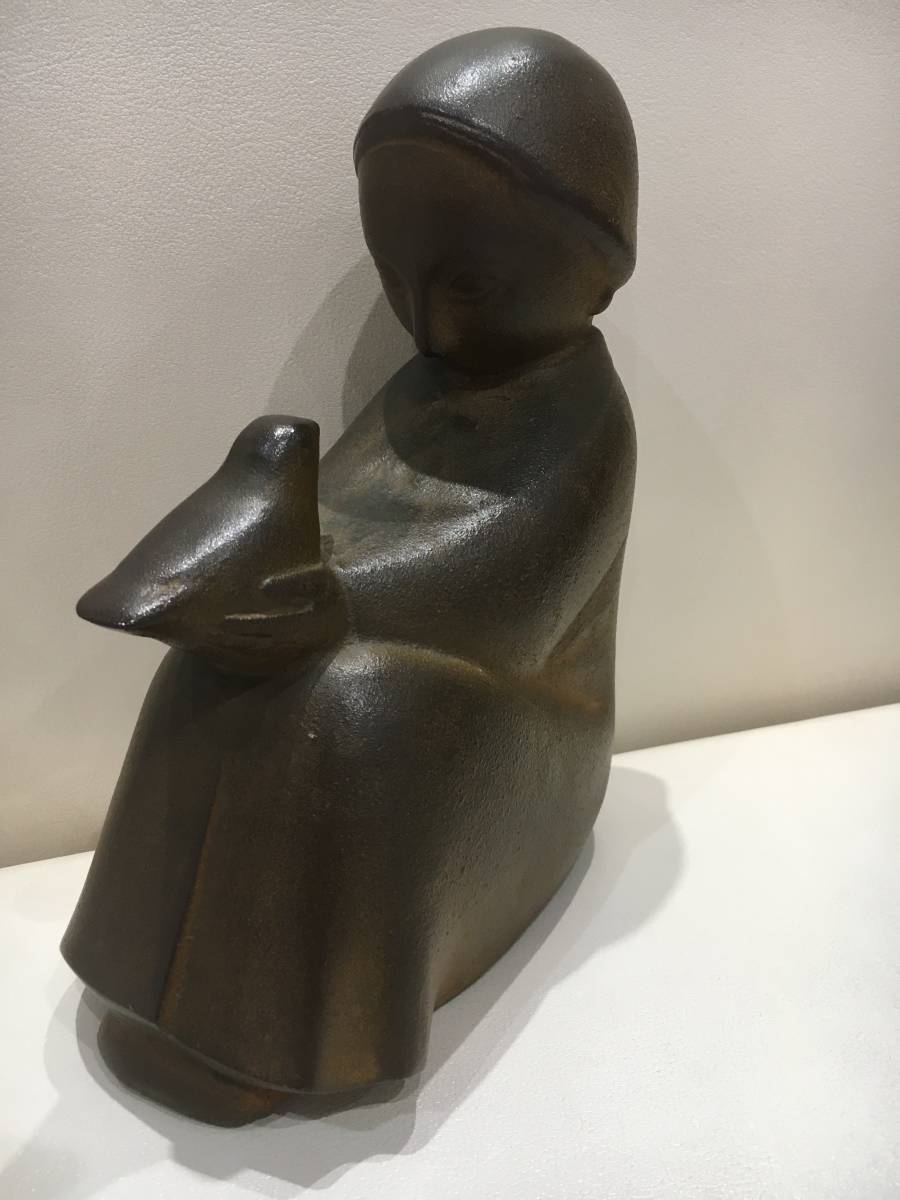 山本真輔『仰ぐ』ブロンズ像 共シール 1点もの 真作保証 購入の正規品
