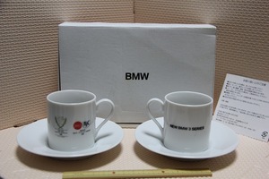 陶器製 NEW BMW 3 シリーズ 2013 RJC カーオブザイヤー 受賞 記念 デミタスカップ 2客 セット 検索 ＢＭＷ 自動車 グッズ