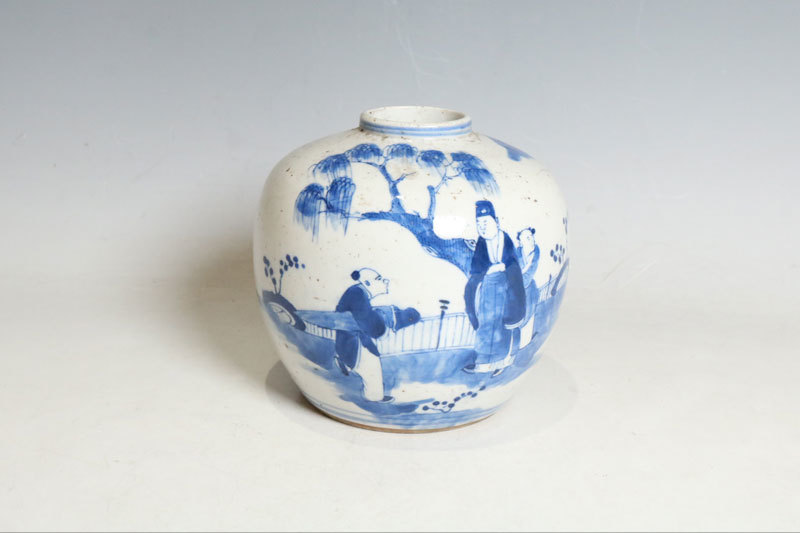 茶道具 南京染付 蟹文 香合 時代箱 M R5180 美術品 陶芸 美術品 陶芸