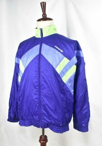 80'sUSA古着 adidas ビンテージ ナイロンジャケット sizeM相当 紫 アディダス トラックジャケット 銀タグ エヴァカラー アメリカ 80年代