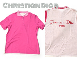 Christian Dior■美品大きめ　ロゴ刺繍　半袖ポロTシャツ ゴルフウェア レディース　ホワイト　クリスチャン ディオール スポーツ