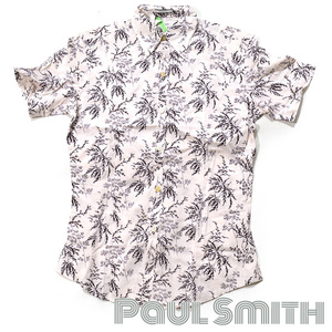 Paul Smith■美品　ボタニカル半袖シャツ　植物柄カットソー　メンズS　ポールスミス　ピンク