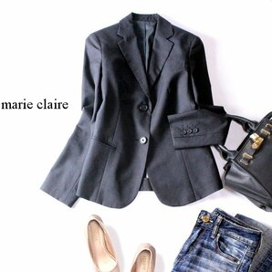 ☆☆ 美品 marie claire forum マリクレール ☆☆ シンプル綺麗め サマーウール ジャケット 小さいサイズ 5AR 春 夏 23D03の画像1