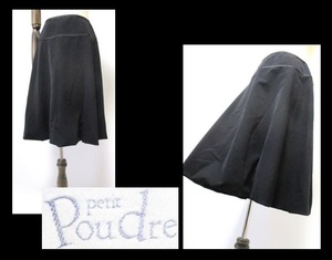 【044-1】PetitPoudreプチプードル★黒フレアースカート/日本製サイズ9号