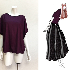 【1点もの・デザイン画付き】テレコニットゆったり着物袖トップス(KOJI TOYODA)