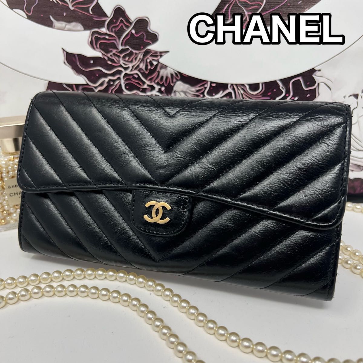 CHANEL シャネル カメリア 長財布 ブラック イタリア製 メーカー再生品