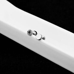 ネジ式 ローマ数字 ピアス バーベル 6mm 両耳 簡単 韓国 ブラック