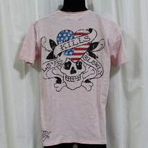 エドハーディー ED HARDY メンズ半袖Tシャツ ピンク Mサイズ 新品 USA ハリウッド M02WUS052_画像3
