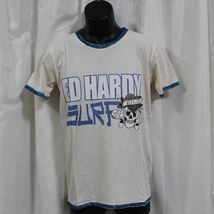 エドハーディー ED HARDY メンズ半袖Tシャツ Mサイズ サーフ M02SPRG566 新品 ホワイトXブルー_画像1