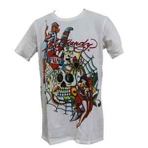 エドハーディー Ed Hardy メンズ半袖Tシャツ ホワイト Mサイズ M02ATH558 新品 白 スカル