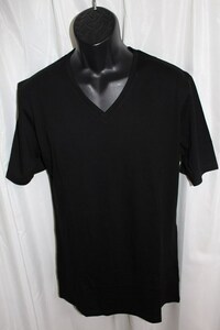 エイチワイエム hym メンズVネックTシャツ ブラック サイズ46(S) 日本製 新品 hym-18015