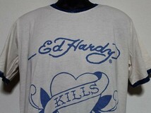 エドハーディー ed hardy メンズ半袖Tシャツ M02SPR052 Mサイズ ラブキル 新品 オフホワイトXブルー LOVE KILLS SLOWLY_画像2