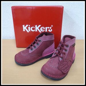 新品未使用品　KicKers キッカーズ　子供靴　キッズハイカットスニーカー　ブーツ　209038　バーガンディ　レザー　サイズ26 (16cm)