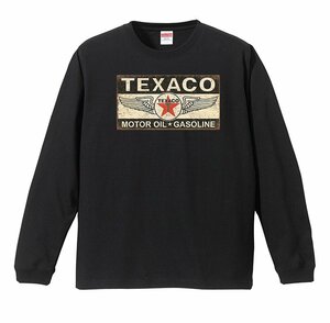 Texaco 看板 H47 ロンＴ 黒 ブラック ロングスリーブ 長袖 リブ付き (S/M/L/XL) テキサコ ホットロッド