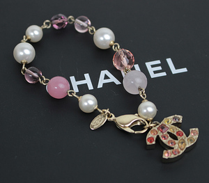  Chanel bracele CHANEL rhinestone champagne gold fake pearl beautiful goods q690
