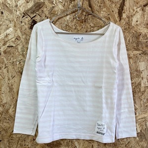 agnes b lady's BIOTOP border long sleeve T shirt T2 collaboration special order limitation biotope.