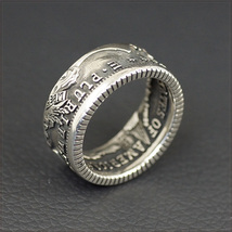 [RING] 1896 Morgan Silver Dollar アメリカ 1896年 モーガン ダラー 1ドル 銀貨 コイン 1＄ 通貨 デザイン リング 19号_画像5