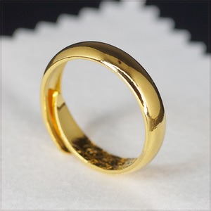[RING] 18K Gold Plated Feng Shui 風水 金運 福 文字 アジャスタブル フリーサイズ 甲丸内平 巻き指輪 6mm ゴールドリング 【送料無料】