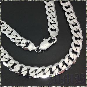 [NECKLACE] 925 Sterling Silver Plated ハイクオリティー 6面カット 喜平チェーン シルバーネックレス 12x500mm (73g) 【送料無料】