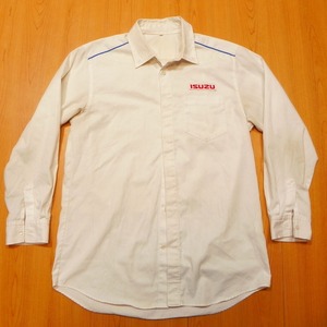 ISUZU Isuzu * long sleeve white shirt LL* old clothes *c