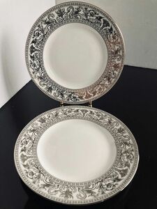 新品◆ WEDGWOOD ウェッジウッド　フロレンティーン　PLATINUM プラチナ　プレート　20.5cm 2枚セット