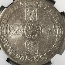 ★★1696 イギリス　クラウン銀貨　ウィリアム3世　NGC FINE DETAILS CLEANED_画像9