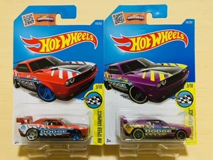 HOTWHEELS DODGE CHALLENGER DRIFT CAR Chrysler ダッジ チャレンジャー ドリフトカー クライスラー 2台 2色 紫 マジョーラ オレンジ