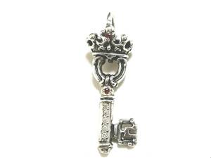 * первый период редкость роскошный подлинный товар стандартный товар Royal Order Small Key w/ Pave Diamond & Ruby бриллиант & рубин подвеска с цепью серебряный 925*
